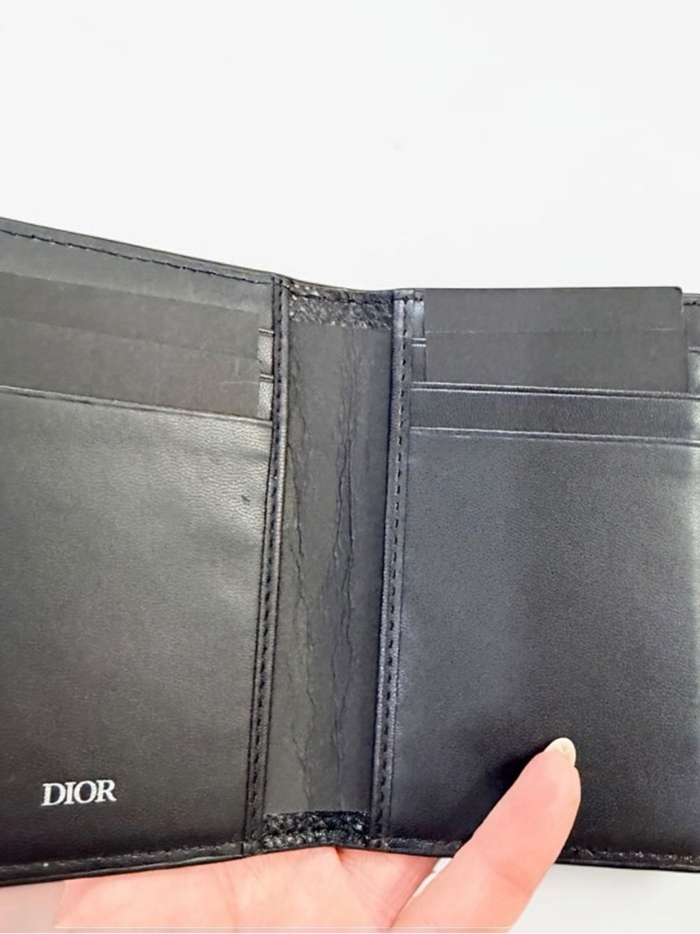 Dior Parfums Black Textured Leather Card Holder with dust bag - NIB - Picture 6 of 13